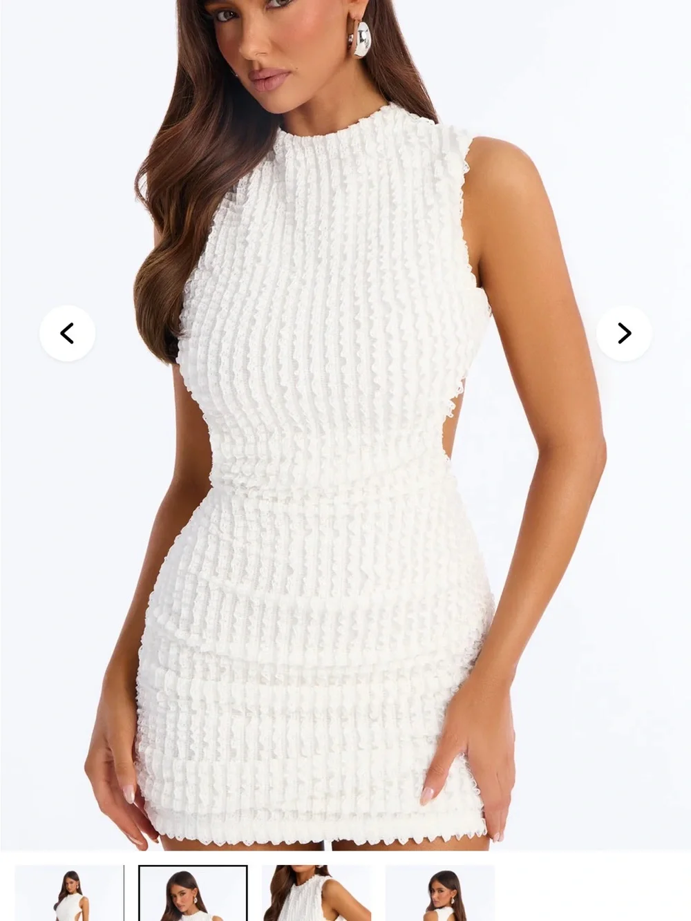 Fashion Nova White Textured Backless Mini Dress